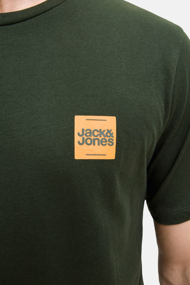 T-shirt à manches courtes vert par ORIGINALS BY JACK & JONES, avec un logo carré sur la poitrine.