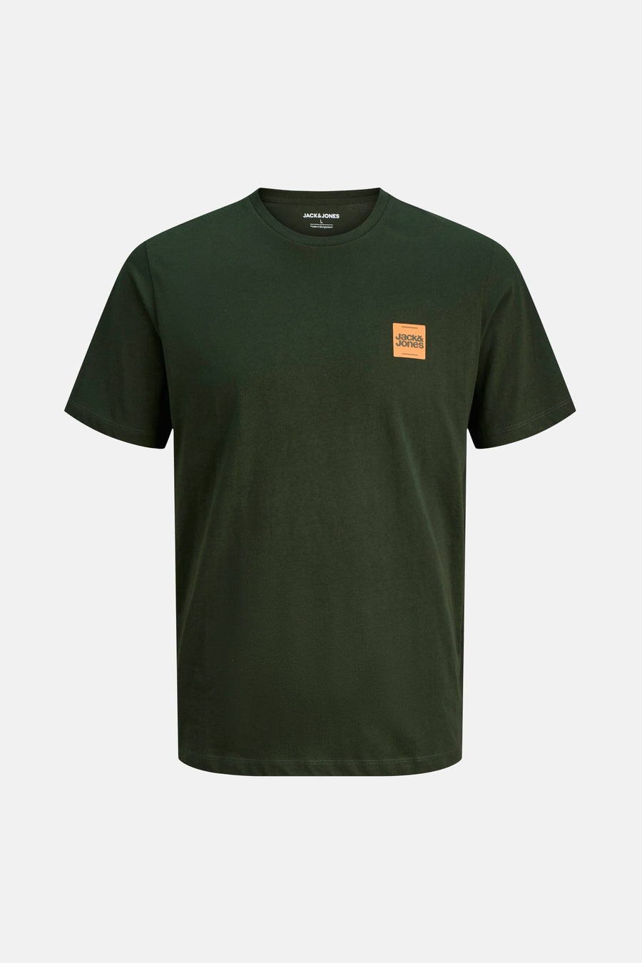 T-shirt à manches courtes vert de Originals by Jack & Jones, avec un logo carré sur la poitrine.