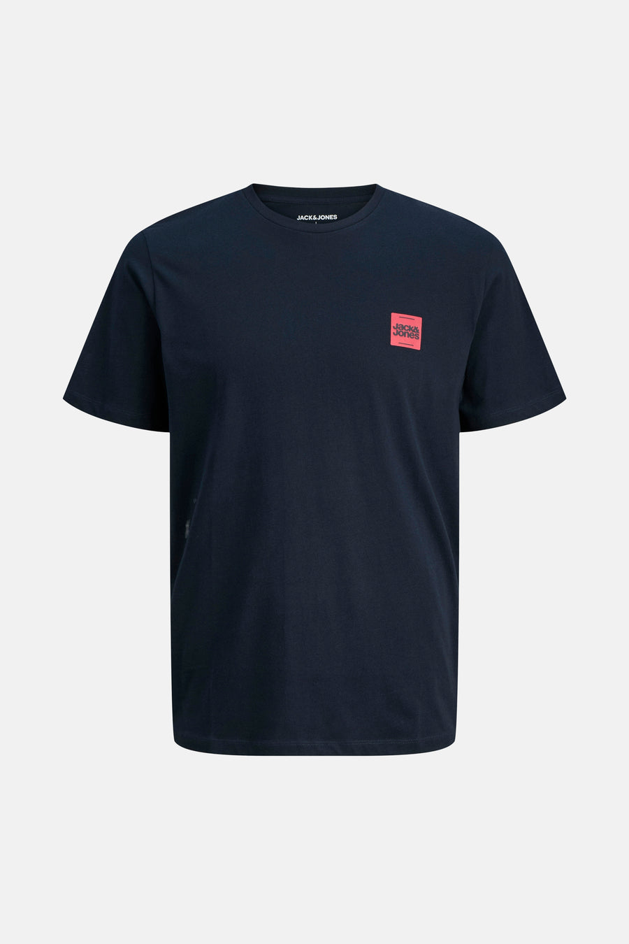T-shirt bleu à manches courtes de ORIGINALS BY JACK & JONES avec un logo carré sur la poitrine.