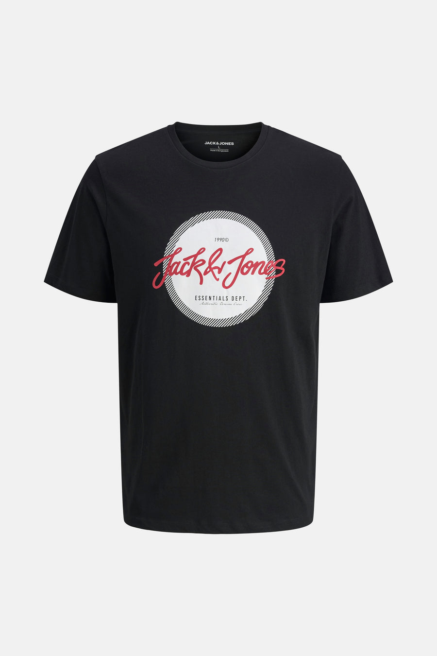 Zwart T-shirt met korte mouwen van Originals by Jack & Jones, met een logo op de voorkant.