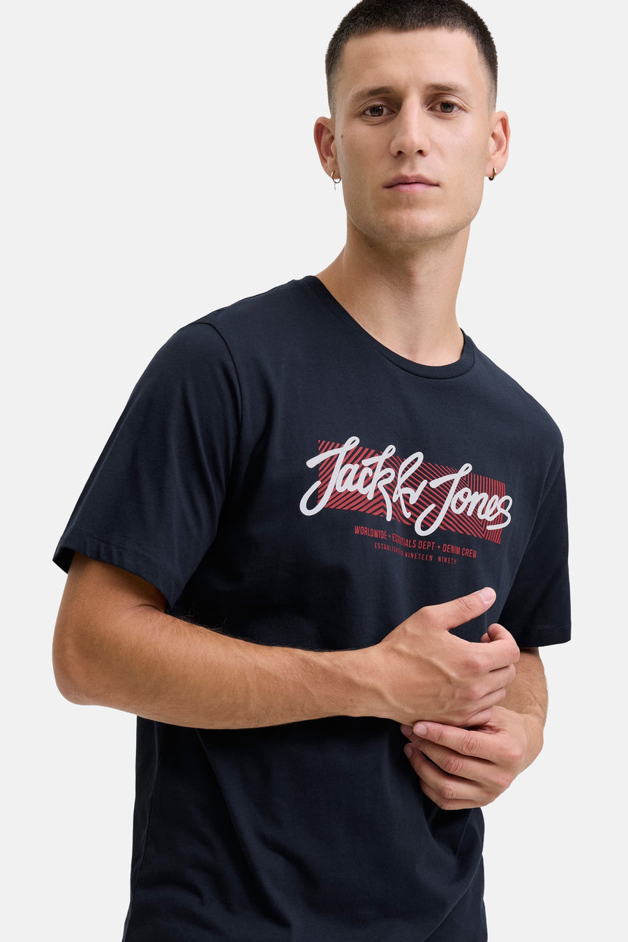 Blauw T-shirt met korte mouwen van ORIGINALS BY JACK & JONES, met grafische print op de voorkant.