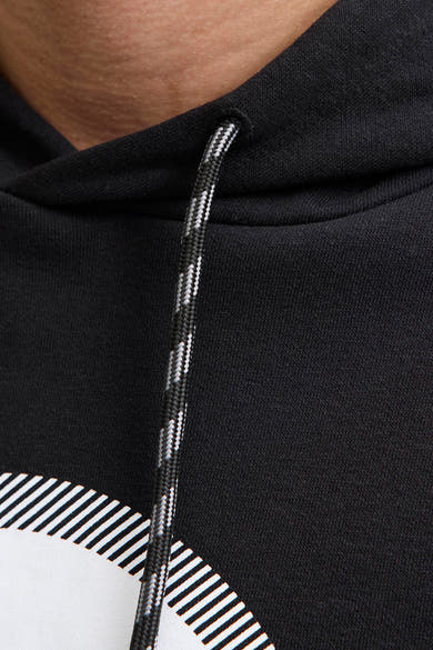 Zwarte hoodie van ORIGINALS BY JACK & JONES met tweekleurig gevlochten trekkoord.