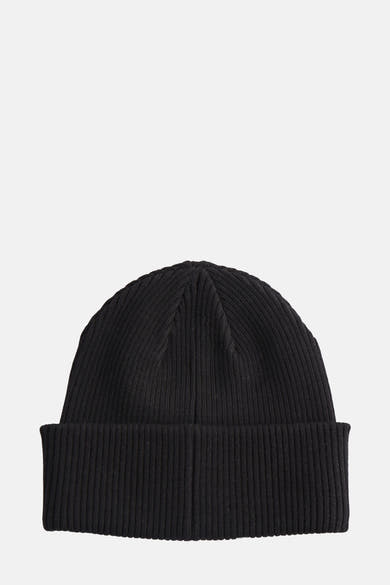 Bonnet noir d'Accessories by Jack & Jones, en tricot côtelé avec bord replié.