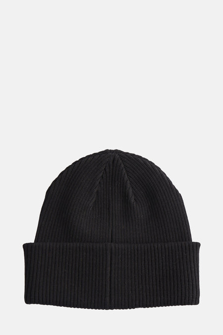 Zwarte muts van Accessories by Jack & Jones, in ribgebreid met omgeslagen rand.