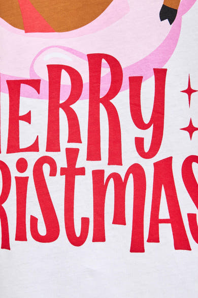 T-shirt à manches courtes blanc de ORIGINALS BY JACK & JONES avec motif de Noël rouge.