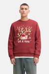 Sweat-shirt ras du cou rouge par ORIGINALS BY JACK & JONES avec motif de renne de Noël.