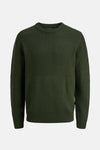 Groene trui met ronde hals van JACK & JONES, met een getextureerd patroon aan de bovenkant en lange mouwen.