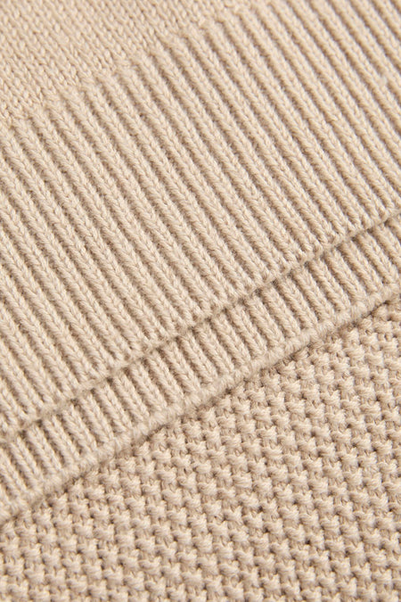 Beige ronde hals trui van JACK & JONES, in textuurgebreid met ribbelpatroon en breisel.