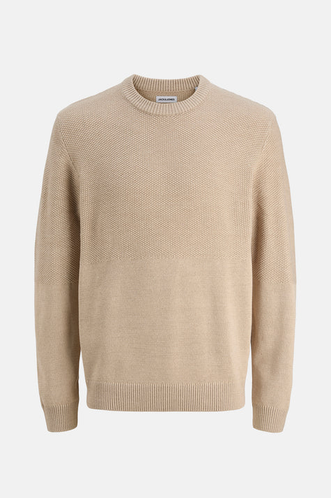 Pull col rond beige - JACK & JONES