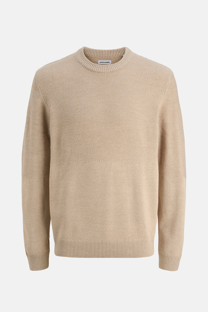 Pull col rond beige - JACK & JONES