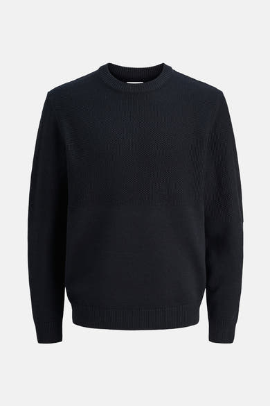 Blauwe trui met ronde hals van JACK & JONES, in een getextureerd breisel.