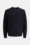Blauwe trui met ronde hals van JACK & JONES, in een getextureerd breisel.