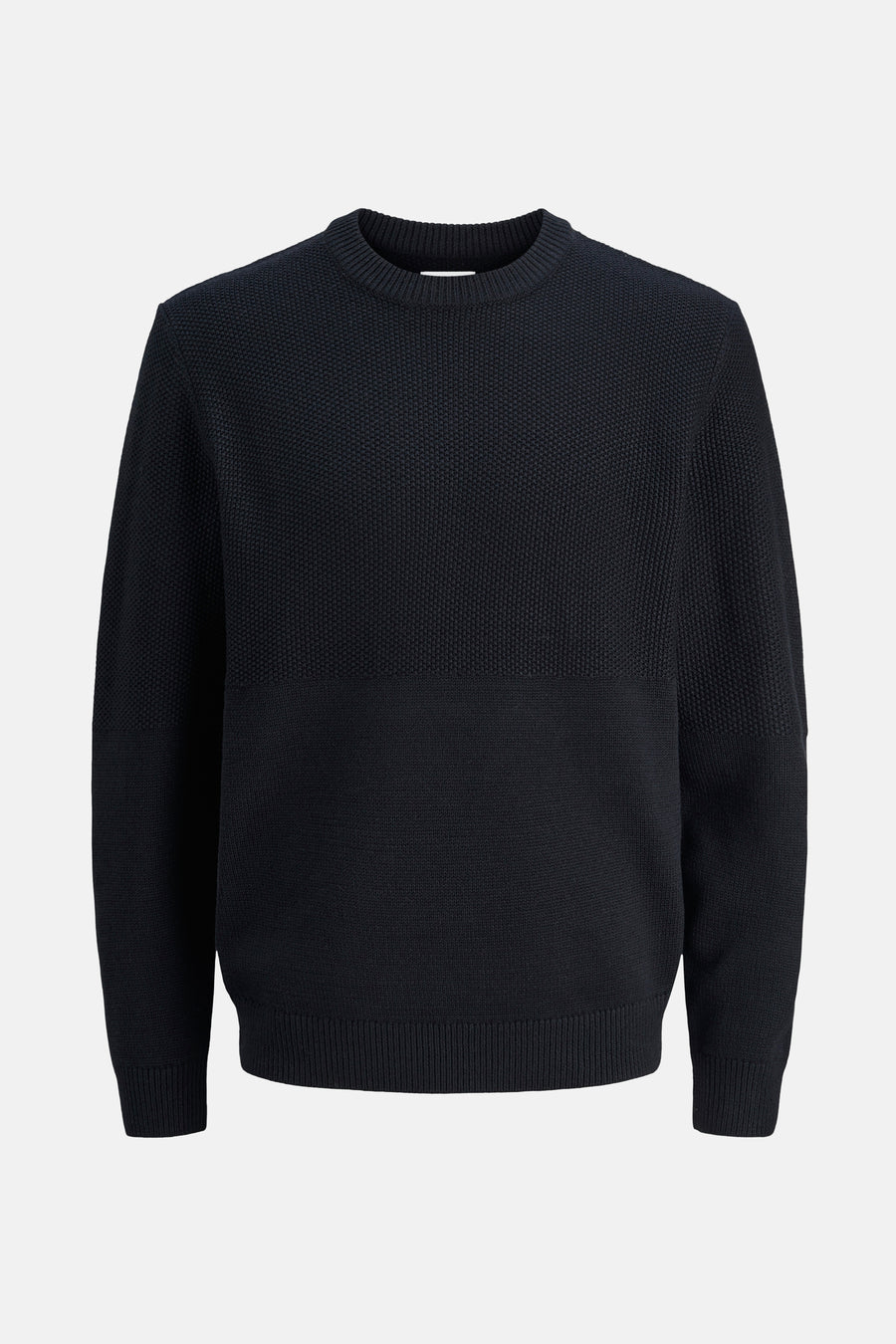 Blauwe trui met ronde hals van JACK & JONES, in een getextureerd breisel.