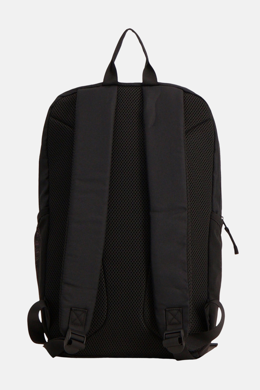 Sac à dos noir de ACCESSORIES BY JACK & JONES avec dos en filet et bretelles rembourrées, vue arrière.