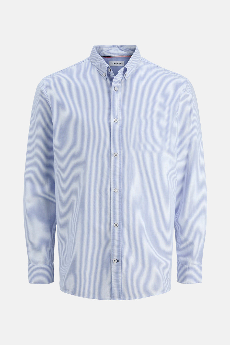 Chemise à manches longues bleue à rayures, de PREMIUM by JACK & JONES, avec une fermeture boutonnée.