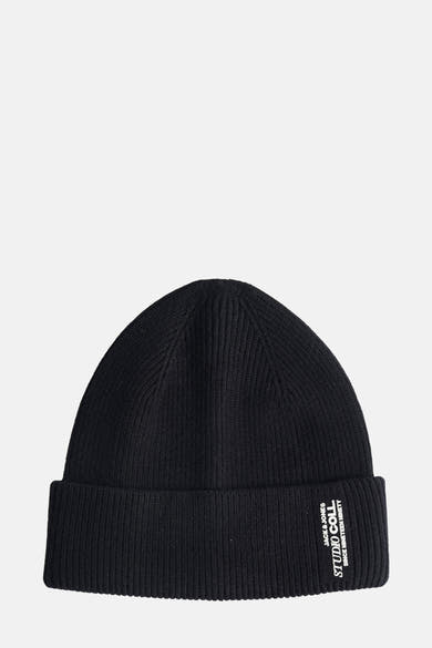 Bonnet noir ACCESSORIES BY JACK & JONES en maille côtelée avec logo Studio Coll.