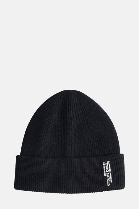 Zwarte muts ACCESSORIES BY JACK & JONES in ribgebreide stof met Studio Coll. logo