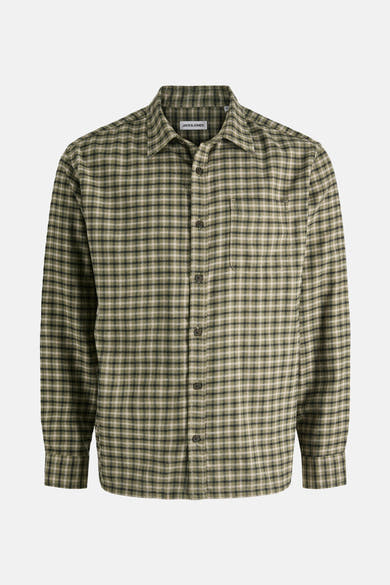 Chemise à manches longues verte à carreaux par JACK & JONES avec poche poitrine plaquée.