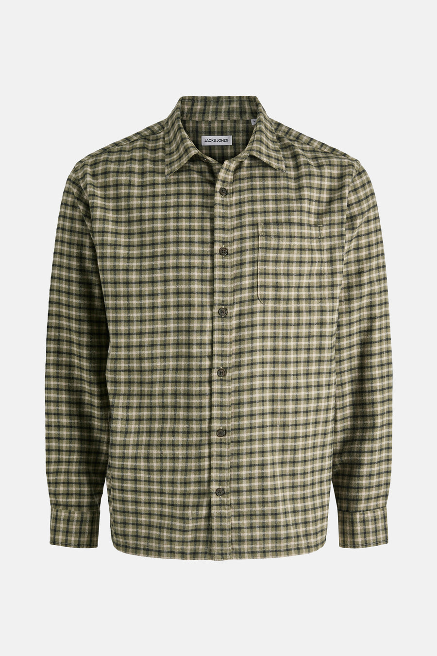 Chemise à manches longues verte à carreaux par JACK & JONES avec poche poitrine plaquée.