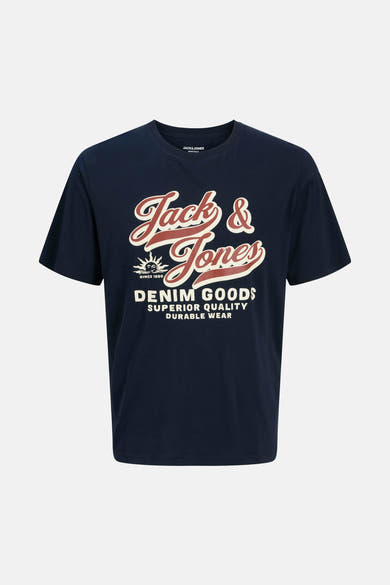 Blauw T-shirt met korte mouwen van ORIGINALS BY JACK & JONES met een grafische print op de voorkant.