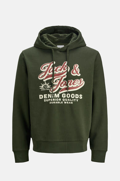 Groene hoodie van ORIGINALS BY JACK & JONES met een logo-opdruk op de voorkant.