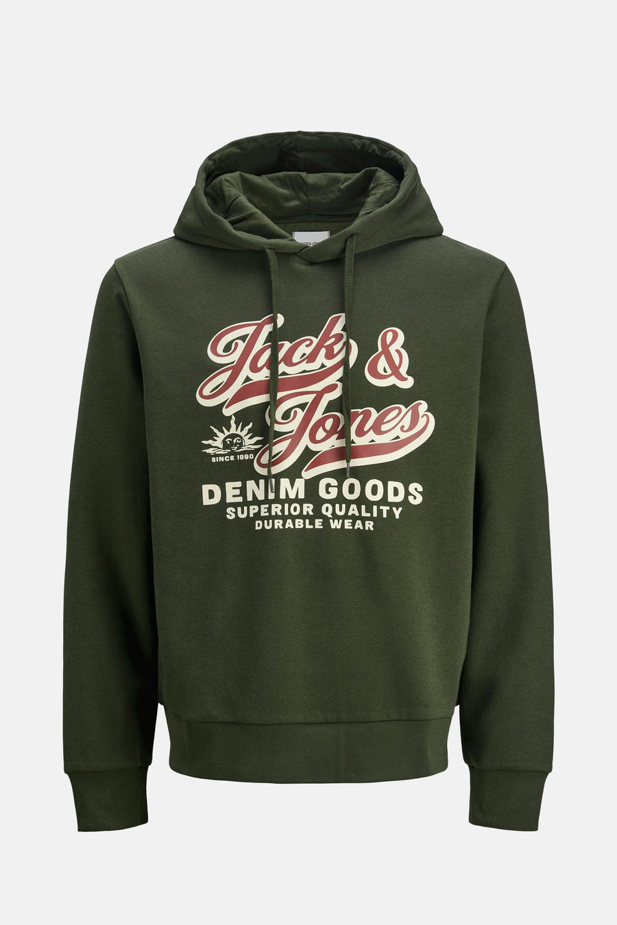Groene hoodie van ORIGINALS BY JACK & JONES met een logo-opdruk op de voorkant.