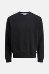 Sweat-shirt noir de JACK & JONES, uni avec finitions côtelées au col, aux poignets et à l'ourlet.