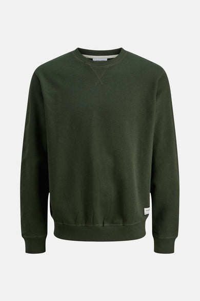 Sweat vert de JACK & JONES avec une texture discrète et un col rond classique.