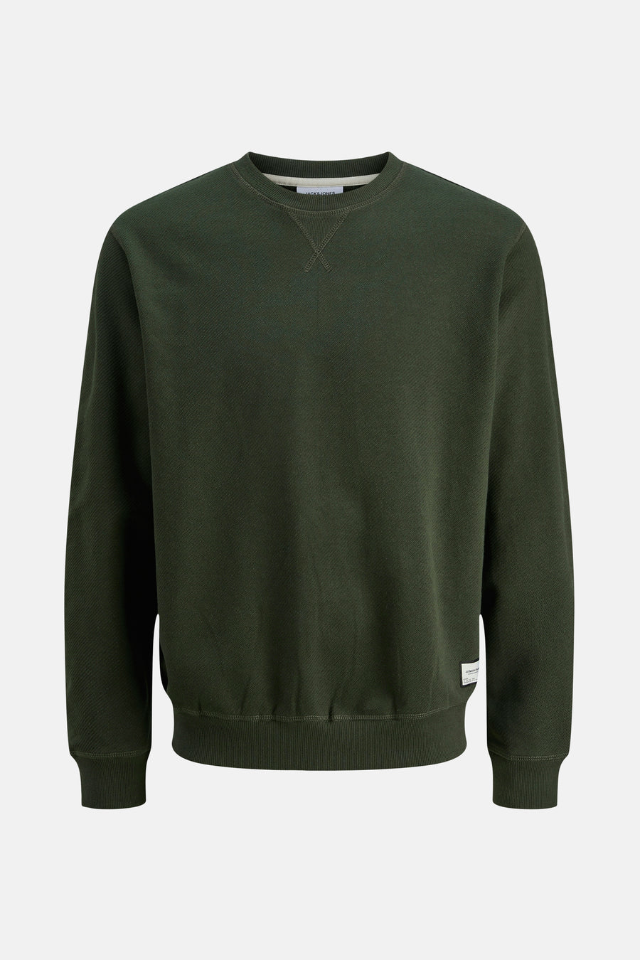 Sweat vert de JACK & JONES avec une texture discrète et un col rond classique.