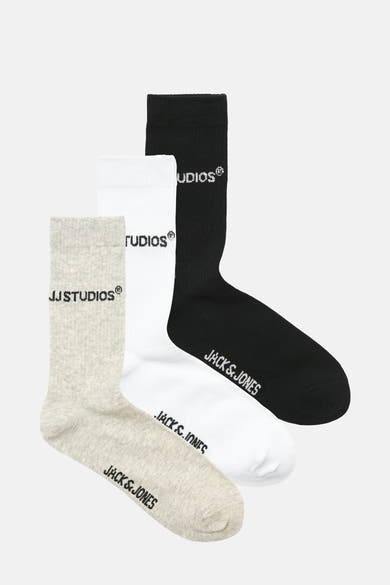 Multikleurige sokkenpakket van ACCESSORIES BY JACK & JONES met merkopdrukken, van getextureerd katoenmengsel.