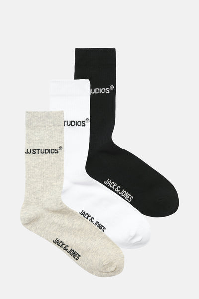 Pack de chaussettes multicolores d'ACCESSORIES BY JACK & JONES avec motifs de marque, en coton mélangé texturé.