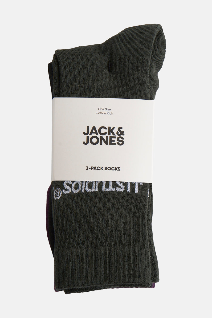 Lot de trois paires de chaussettes en coton mélangé par Accessories by Jack & Jones, de couleur vert foncé.