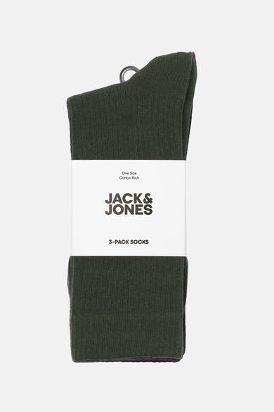 Donkergroene sokken van katoenmix van Jack & Jones Accessoires, getoond opgevouwen met wit label.