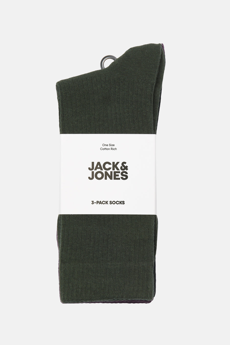 Donkergroene sokken van katoenmix van Jack & Jones Accessoires, getoond opgevouwen met wit label.