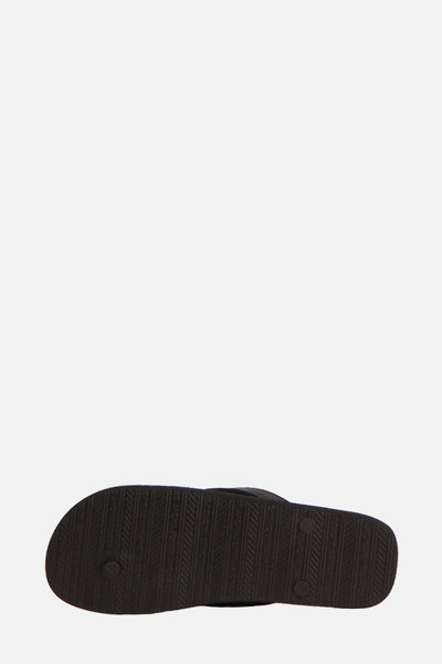 Tongs noires de ACCESSORIES BY JACK & JONES avec semelle à motifs texturés et petits plots antidérapants.