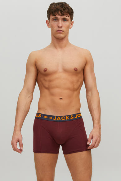 Boxer bordeaux de ACCESSORIES BY JACK & JONES, avec une ceinture élastique portant l'inscription de la marque.