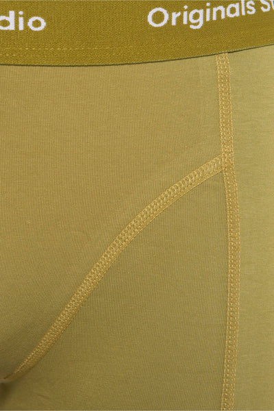 Boxer vert par ACCESSORIES BY JACK & JONES avec coutures apparentes et ceinture élastique olive.