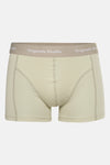 Boxer vert en maille côtelée d'ACCESSORIES BY JACK & JONES, avec une ceinture élastique beige marquée du nom de la marque.