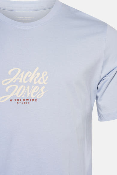 Blauw T-shirt met korte mouwen van ORIGINALS BY JACK & JONES, met een decoratieve print op de voorkant.