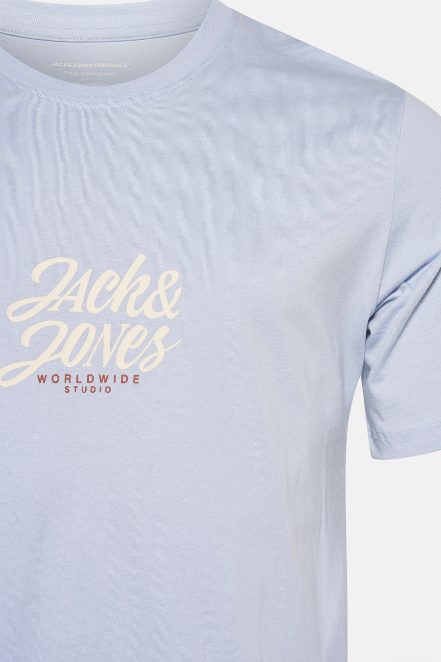Blauw T-shirt met korte mouwen van ORIGINALS BY JACK & JONES, met een decoratieve print op de voorkant.