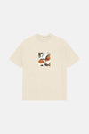 Gele T-shirt met korte mouwen van Originals by Jack & Jones met abstract patroon op de voorkant.