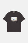 T-shirt noir à manches courtes par ORIGINALS BY JACK & JONES, avec un imprimé graphique sur le devant.