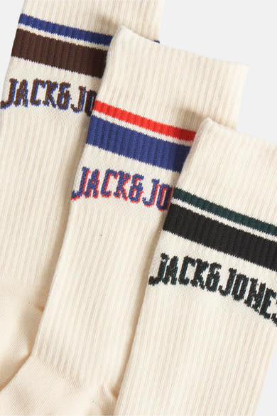Lot de chaussettes écrus by ACCESSORIES BY JACK & JONES avec rayures et logo.