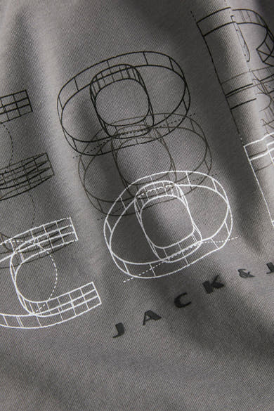 Grijze T-shirt met korte mouwen van JACK & JONES met geometrische print.