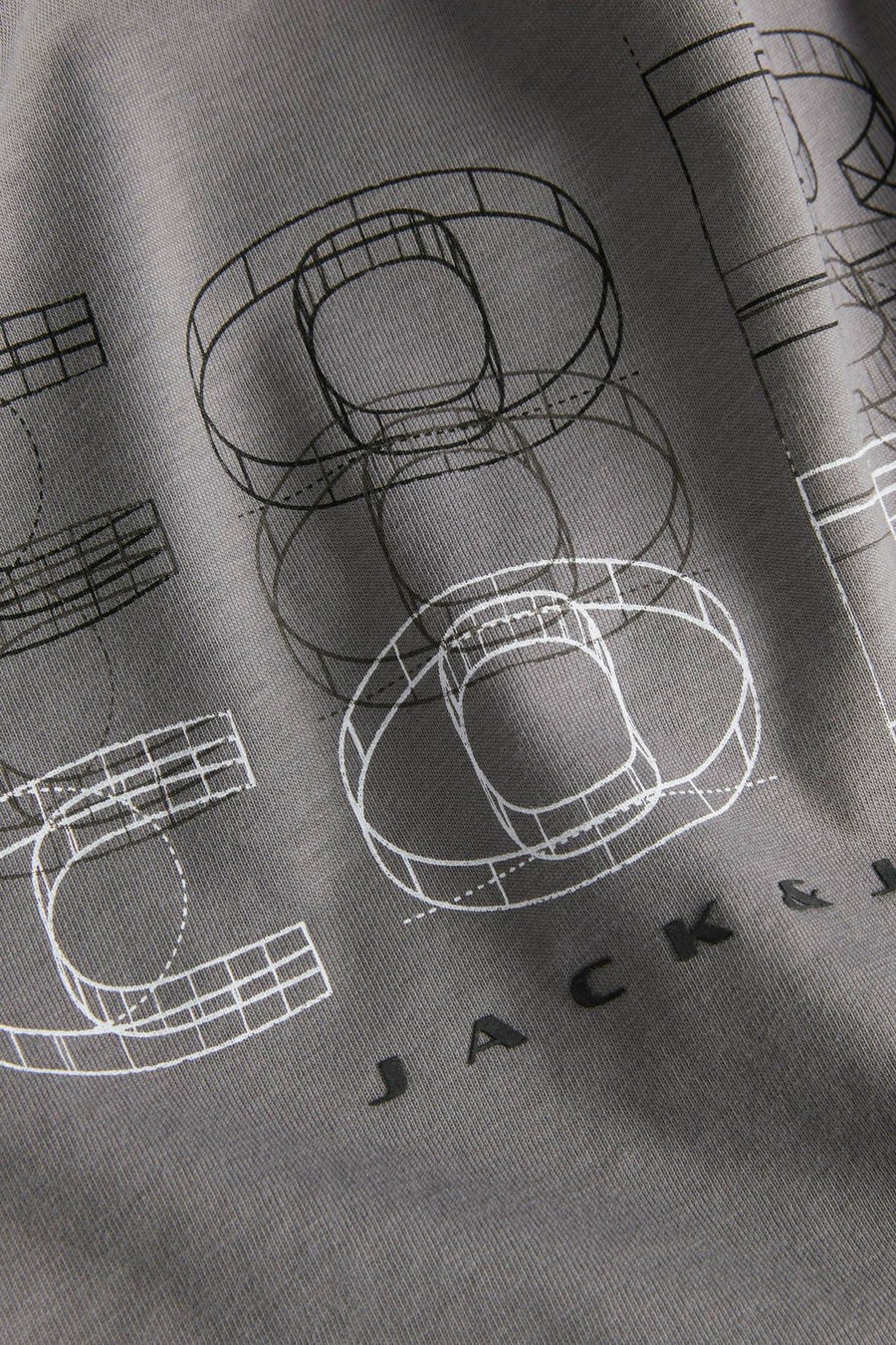 Grijze T-shirt met korte mouwen van JACK & JONES met geometrische print.