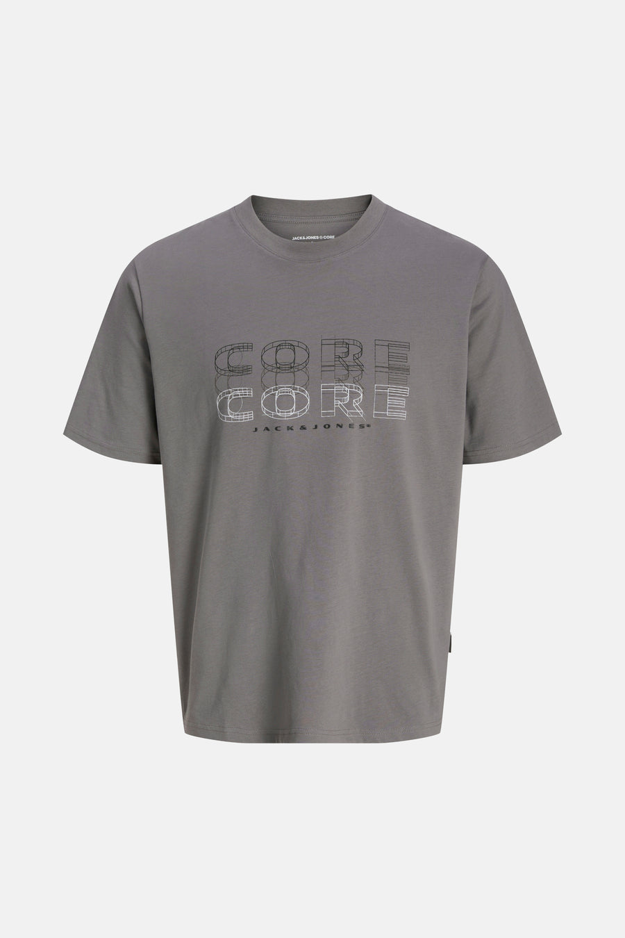 Grijze T-shirt met korte mouwen van JACK & JONES, met een lineair logo-motief.