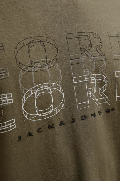 Groen T-shirt met korte mouwen van Jack & Jones met grafische architectonische print.