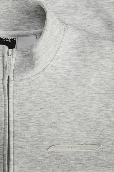Grijs gemêleerd gilet van PREMIUM by JACK & JONES, met ritssluiting en toon-op-toon logo-detail.