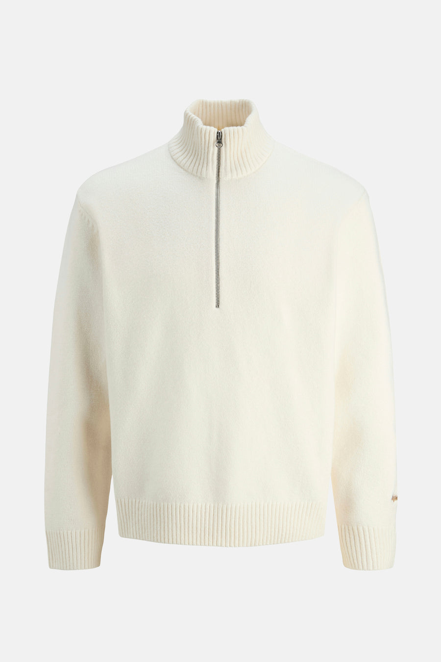 Ecru ronde hals trui van ORIGINALS BY JACK & JONES, met zilveren ritssluiting bij de hals.