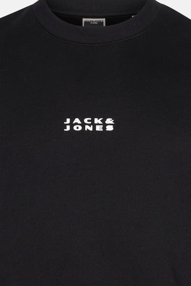 Zwarte rondehals sweatshirt van PREMIUM by JACK & JONES, met wit logo op de voorkant.
